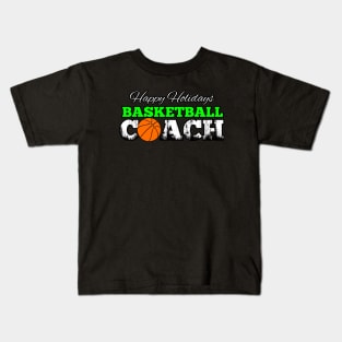 Basketball Coach Christmas - Retro Distressed Grunge Kids T-Shirt